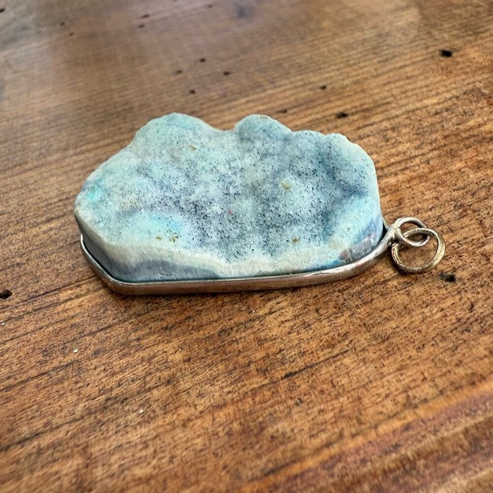 Large Raw Blue Larimar Necklace Pendant - Picture 2 of 10